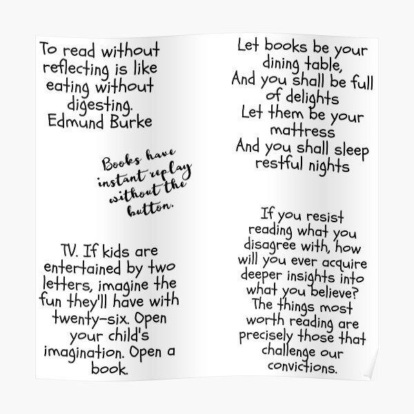 National Reading Day Pack Of Book Quotes Poster By Diverseidentity Redbubble
