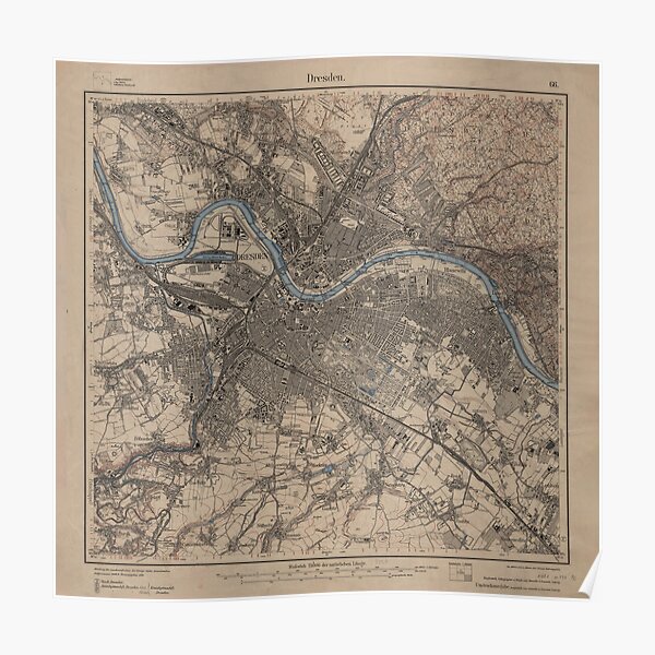Vintage Map of Dresden Germany (1910) Poster