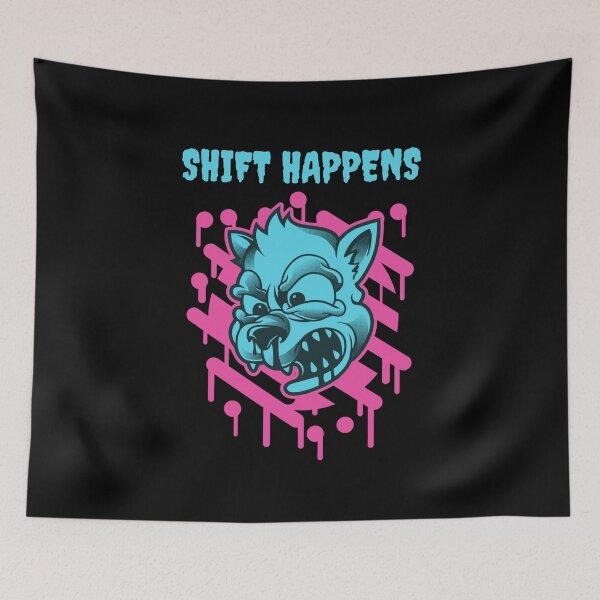 Item preview, Shift Happens Funny Toon Wolf Design - Neon Variant designed and sold by Figmenter.