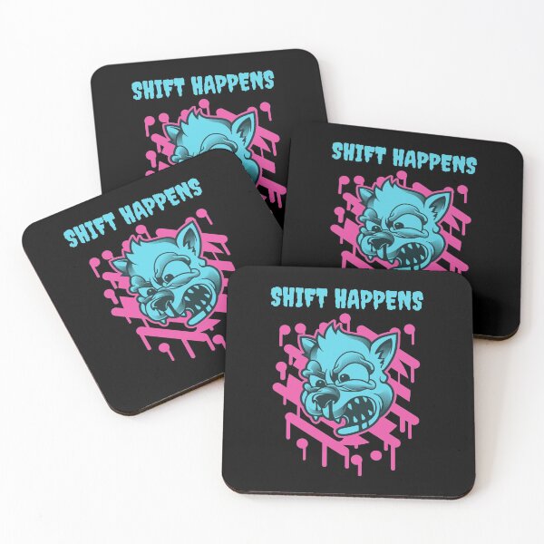 Item preview, Shift Happens Funny Toon Wolf Design - Neon Variant designed and sold by Figmenter.