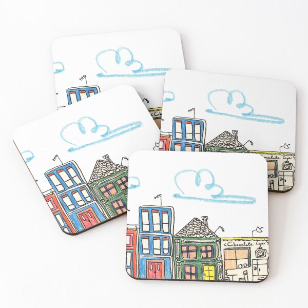 Item preview, A Colorful Town Wooden Homes designed and sold by MakiPrints.
