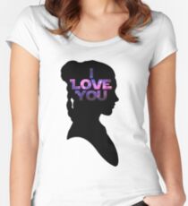 Star Wars Leia 'I Love You' Black Silhouette Couple Tee Women's Fitted Scoop T-Shirt