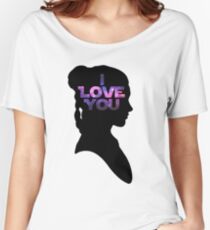Star Wars Leia 'I Love You' Black Silhouette Couple Tee Women's Relaxed Fit T-Shirt