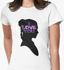 Star Wars Leia 'I Love You' Black Silhouette Couple Tee Women's Fitted T-Shirt