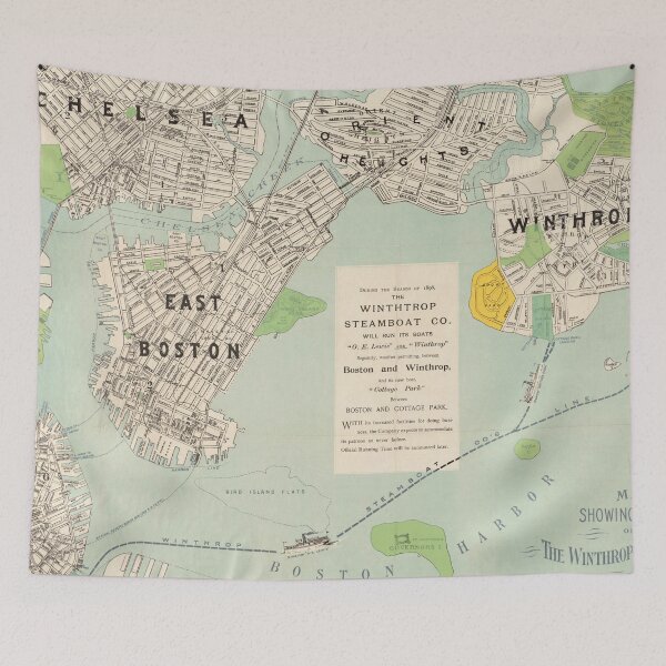 Item preview, Vintage East Boston, Winthrop & Chelsea MA Map (1896) designed and sold by BravuraMedia.