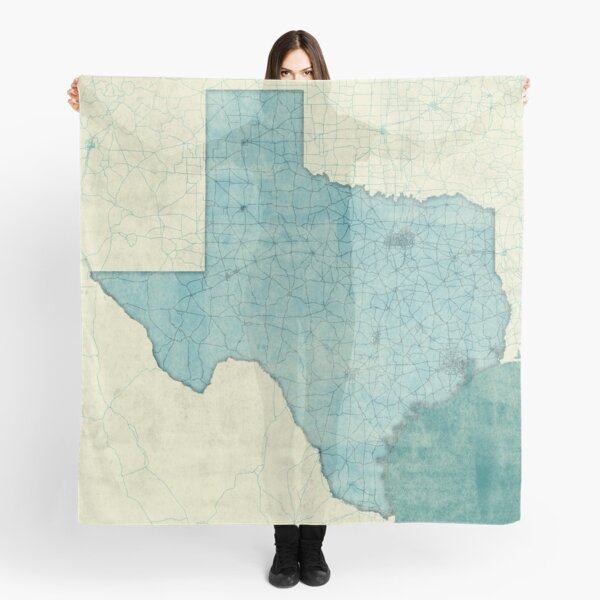 Texas Map Blue Vintage Scarf