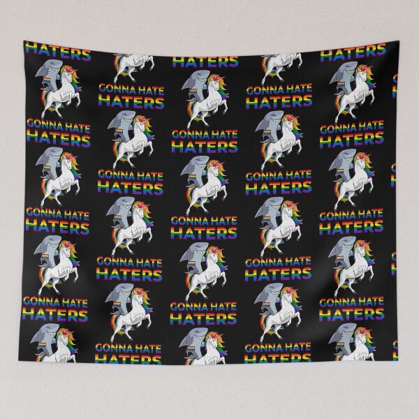 Item preview, LGBT Gay Pride Shark Riding Unicorn Haters Gonna Hate designed and sold by fatamyfan1.