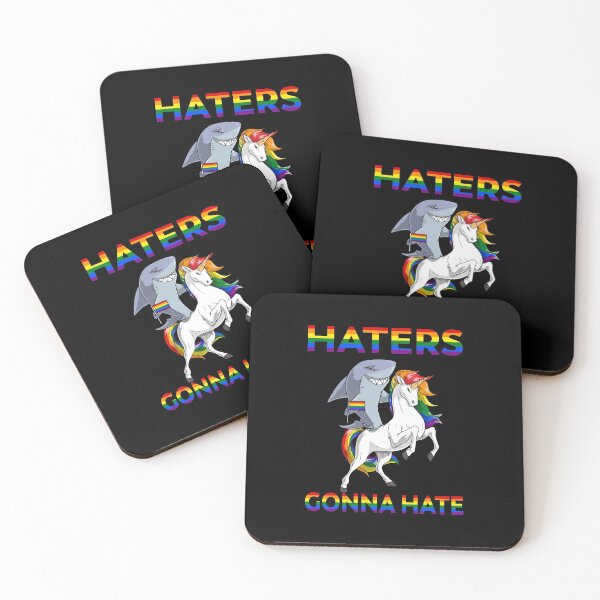 Item preview, LGBT Gay Pride Shark Riding Unicorn Haters Gonna Hate designed and sold by fatamyfan1.