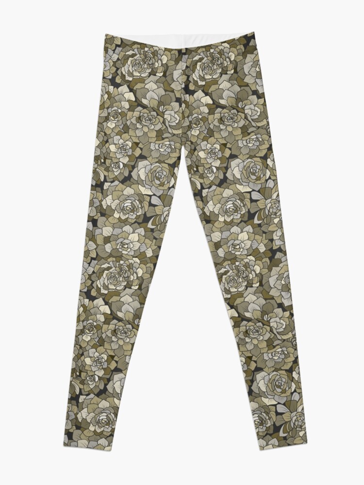 Alternate view of Succulents garden in green grey Leggings