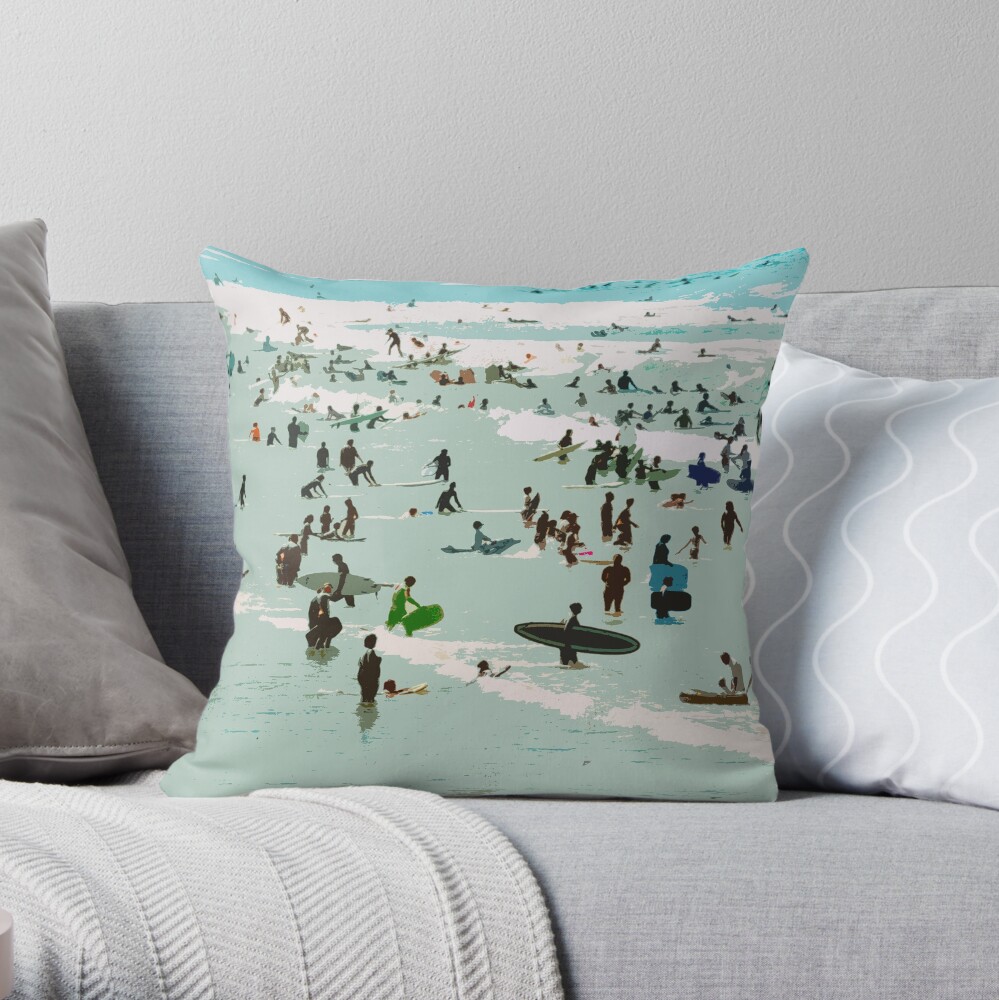 Surfers Throw Pillow