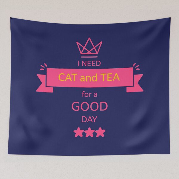Item preview, I need cat and tea for a good day  designed and sold by colorsofcherry.