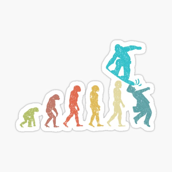 White Snowboarding evolution sticker — Buckhouse Industries