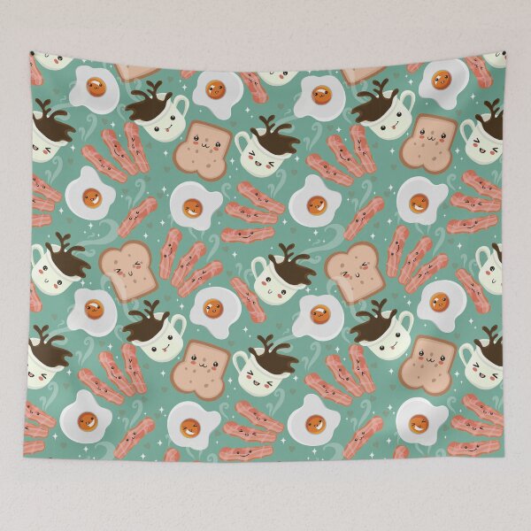 Item preview, cute breakfast pattern with eggs, bread and coffee designed and sold by burbura.