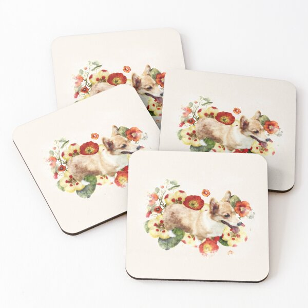 Item preview, Corgi and Yellow Red Flowers designed and sold by MaplewoodMerch.