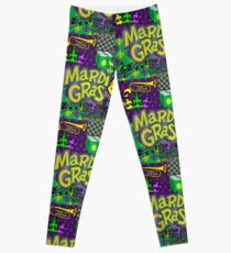 Mardi Gras Purple/Gold Collage Leggings