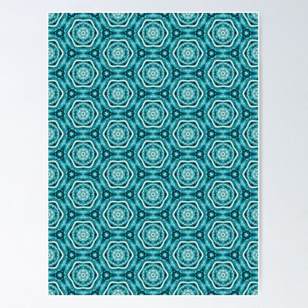 Item preview, Abstract turquoise circle geometric kaleidoscope pattern designed and sold by MindMirror.