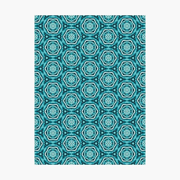 Item preview, Abstract turquoise circle geometric kaleidoscope pattern designed and sold by MindMirror.