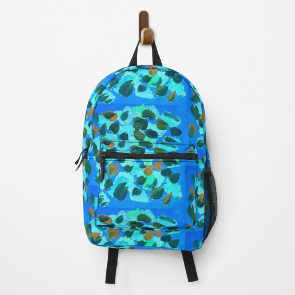 Item preview, Green leaves on blue designed and sold by ArtinyourHeart.