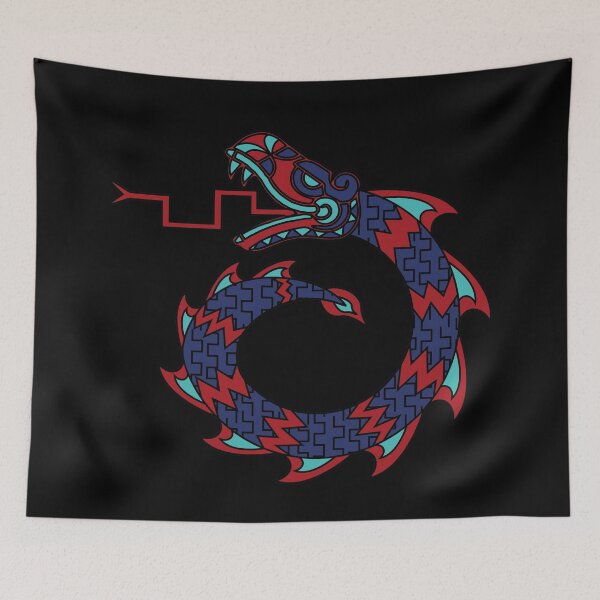 Item preview, Aztec Tribal snake dragon circle Blue Red and Turquoise  designed and sold by Jake Purcell.