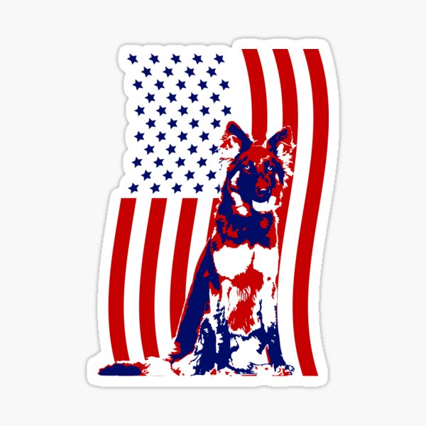German Shepherd 4th of July American Flag Illustration Sticker