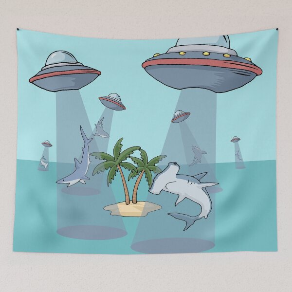 Item preview, Hammerhead Shark World Ufo Day Abduction Alien designed and sold by DSWShirts.