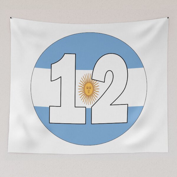 Item preview, Number 12 with Argentina flag on the background designed and sold by AllShirts21.