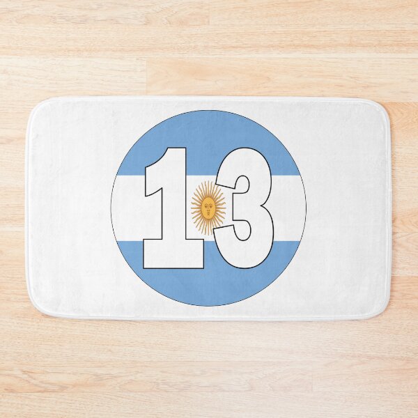 Artikelvorschau, Nummer 13 mit argentinischer Flagge im Hintergrund entworfen und verkauft von AllShirts21.