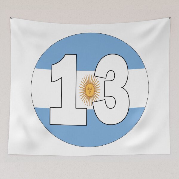Item preview, Number 13 with Argentina flag on the background designed and sold by AllShirts21.