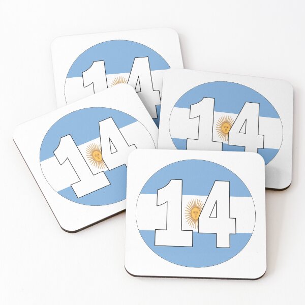 Item preview, Number 14 with Argentina flag on the background designed and sold by AllShirts21.