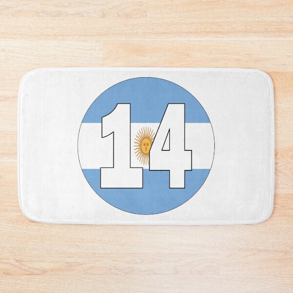 Item preview, Number 14 with Argentina flag on the background designed and sold by AllShirts21.