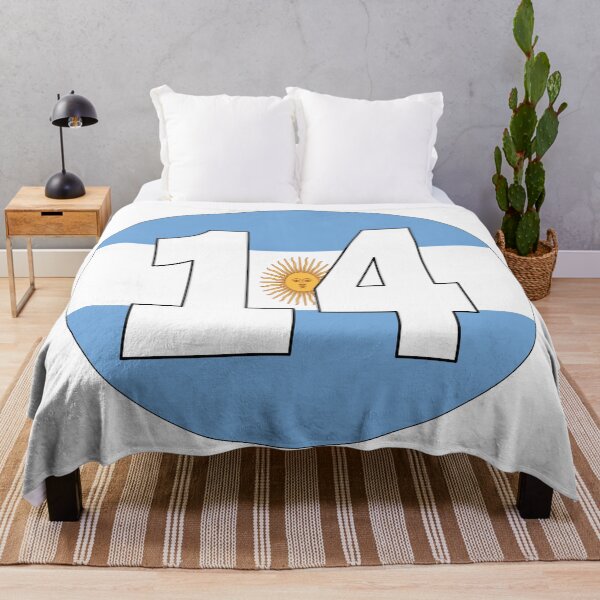 Item preview, Number 14 with Argentina flag on the background designed and sold by AllShirts21.