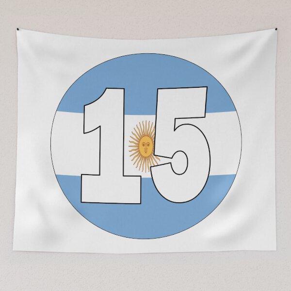 Item preview, Number 15 with Argentina flag on the background designed and sold by AllShirts21.