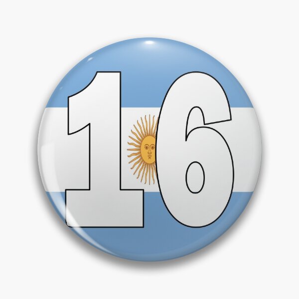 Item preview, Number 16 with Argentina flag on the background designed and sold by AllShirts21.