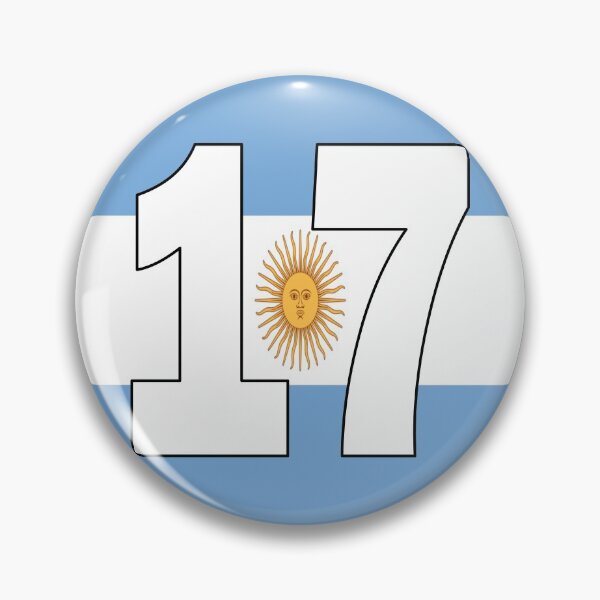 Artikelvorschau, Nummer 17 mit argentinischer Flagge im Hintergrund entworfen und verkauft von AllShirts21.