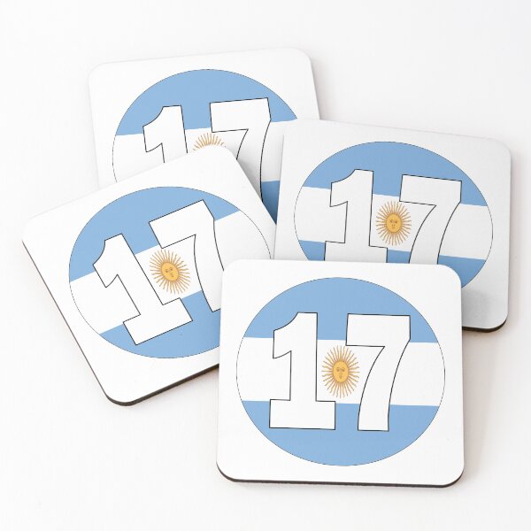 Item preview, Number 17 with Argentina flag on the background designed and sold by AllShirts21.
