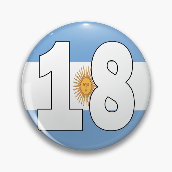 Item preview, Number 18 with Argentina flag on the background designed and sold by AllShirts21.