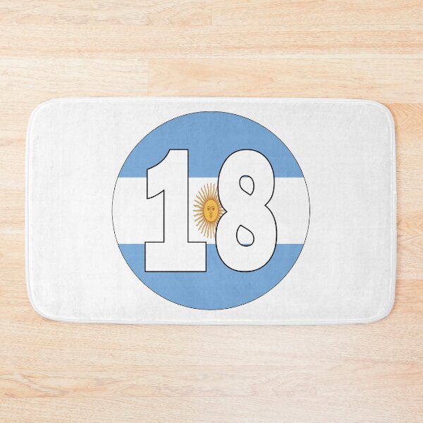 Item preview, Number 18 with Argentina flag on the background designed and sold by AllShirts21.