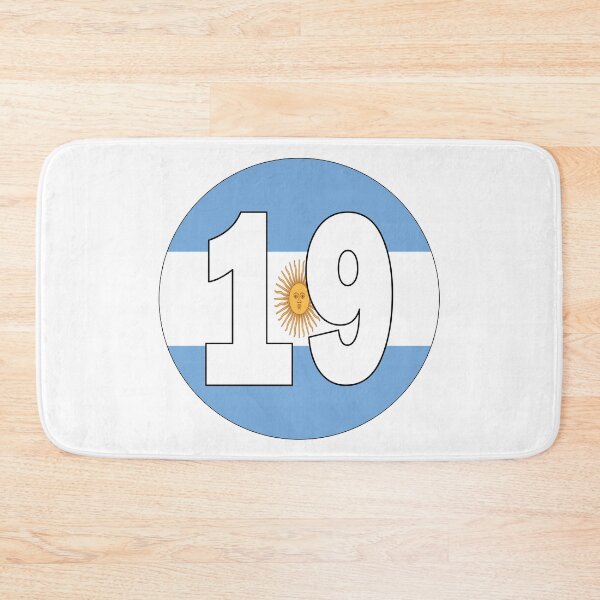 Item preview, Number 19 with Argentina flag on the background designed and sold by AllShirts21.