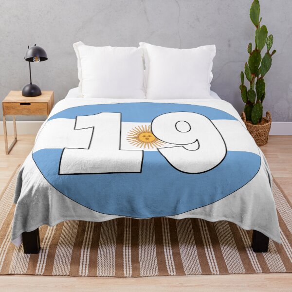Item preview, Number 19 with Argentina flag on the background designed and sold by AllShirts21.