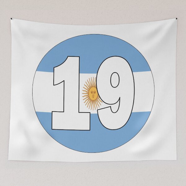 Item preview, Number 19 with Argentina flag on the background designed and sold by AllShirts21.
