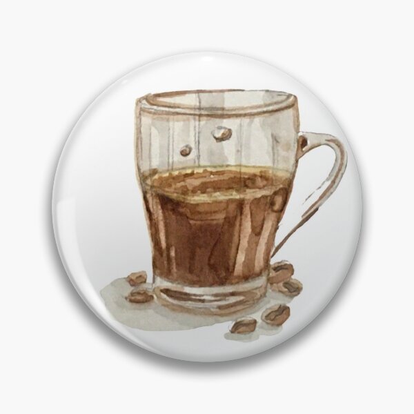 Item preview, Black Coffee in Fancy Glass Mug with Coffee Beans - Watercolor Coffee Sticker designed and sold by Regan Ralston.