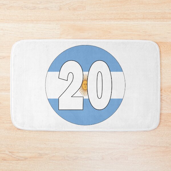 Item preview, Number 20 with Argentina flag on the background designed and sold by AllShirts21.