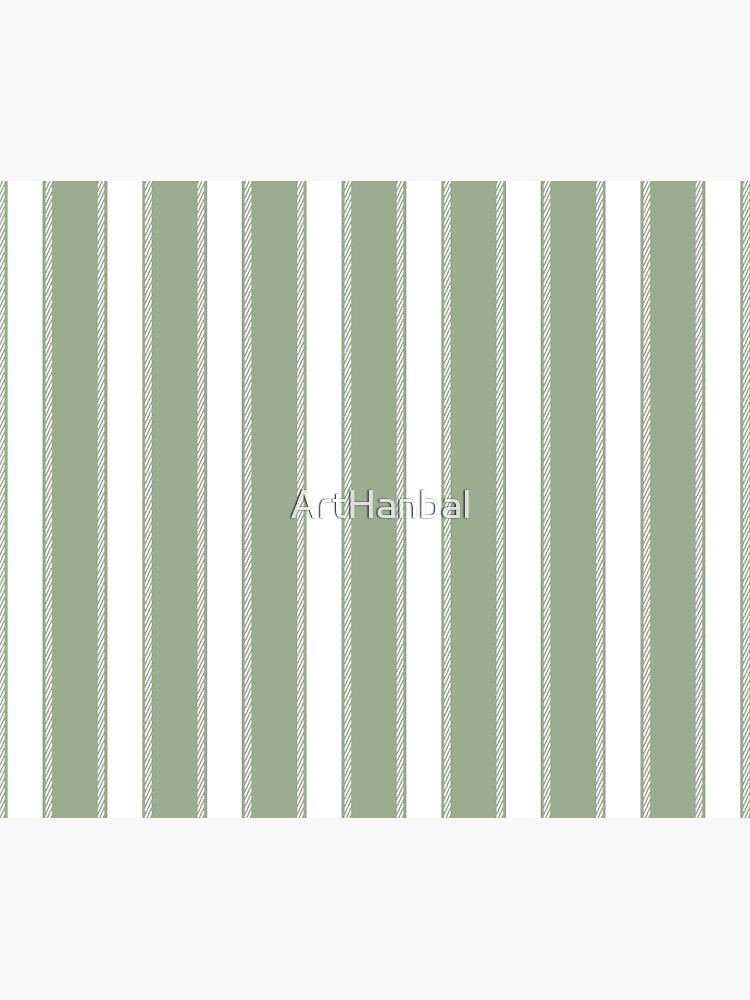 "Elegant Sage Green and White Striped" Shower Curtain for Sale by