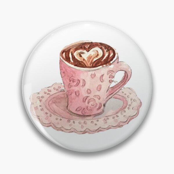 Item preview, Coffee Art Heart in Fancy Pink Mug with Roses - Watercolor Coffee Sticker designed and sold by Regan Ralston.