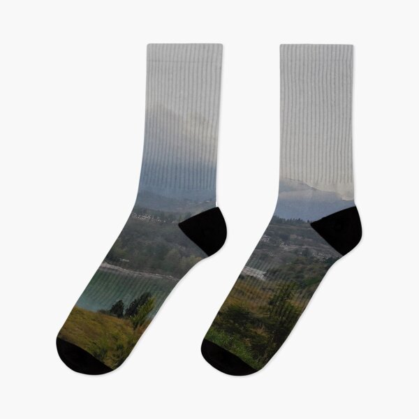 Item preview, Mountain town glacial river and cloud cover designed and sold by PrakritiPrints.