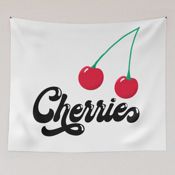 Item preview, Cherries text with drawing designed and sold by Rouk RB.