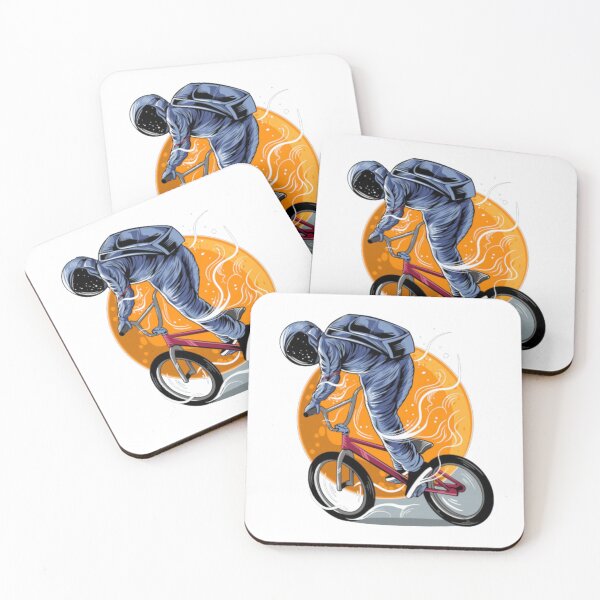 Item preview, Astronaut riding bmx vector illustration artwork with moon isolated light color design designed and sold by Shopp' in.