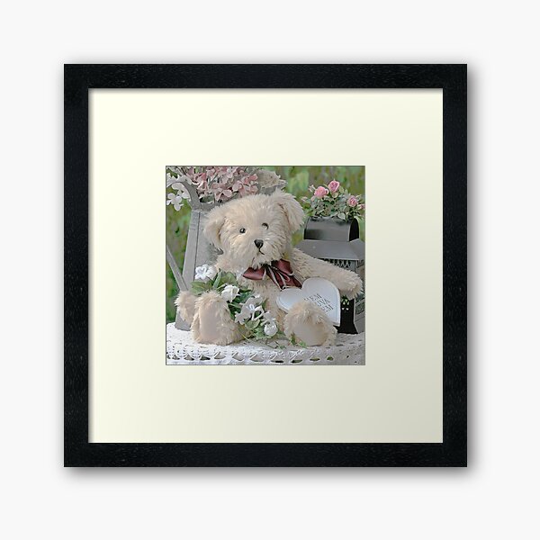 Teddybear with heart Framed Art Print