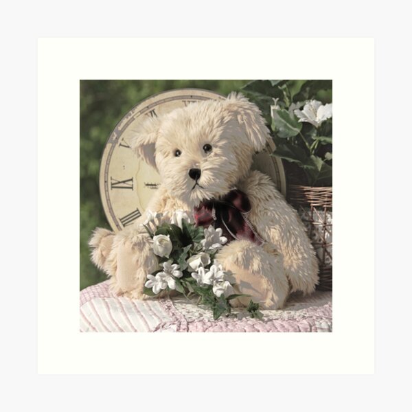 Teddy and the clock Art Print