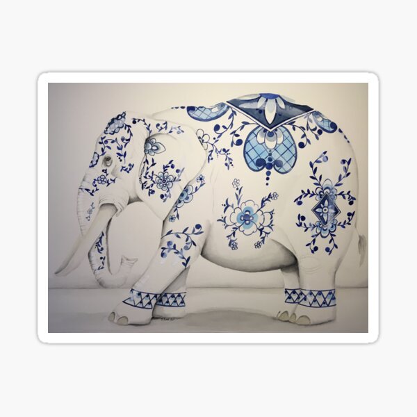 East India Delft Elephant Sticker